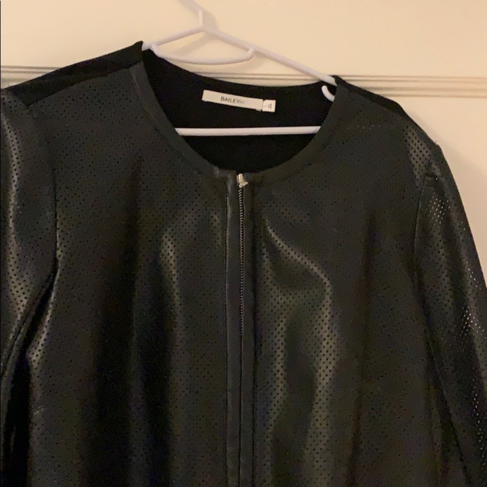 bailey 44 Black faux perforated leather/jersey